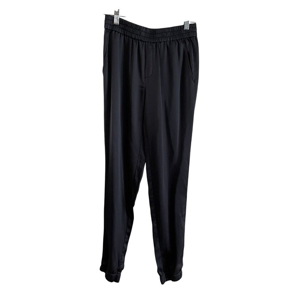 Banana Republic Women SZ 4 Navy Blue Satin Elastic Waisted Jogger Pants